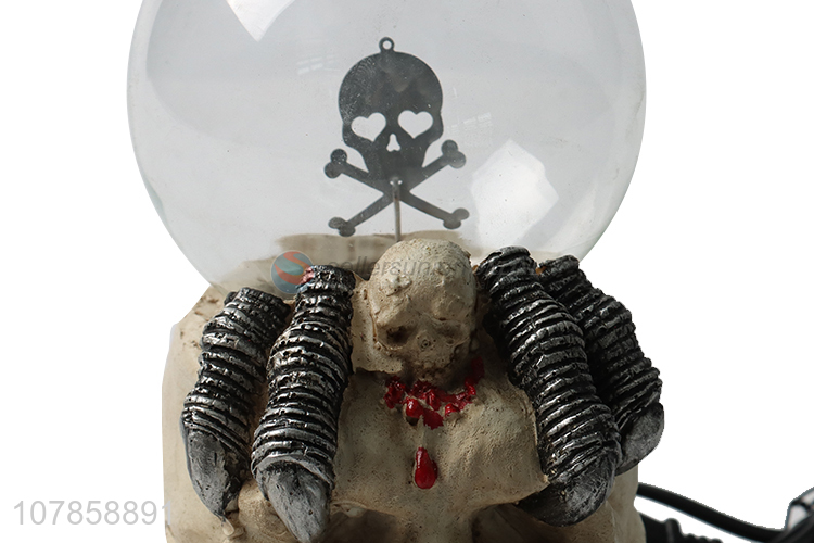 Most popular resin skull figurine static plasma ball lamp for gifts
