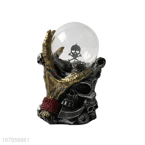 Good quality Halloween resin skull statue static plasma ball lamp