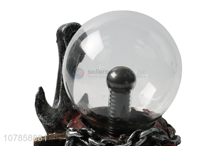 Factory price glass resin skull statue static plasma ball lamp