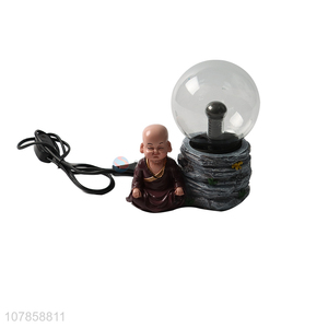 New product boy's gift resin monk figurine static plasma ball lamp