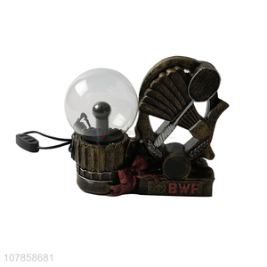 Competitive price creative resin badminton statue static plasma ball lamp