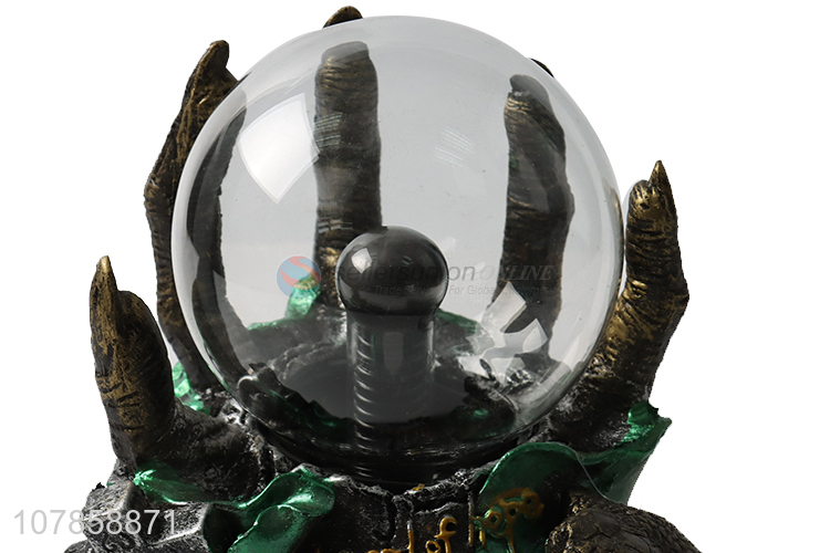 Competitive price terrible resin skull figurine static plasma ball lamp