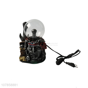 Factory price glass resin skull statue static plasma ball lamp