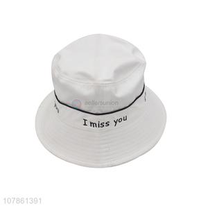 Good quality white embroidery fashion fisherman hat wholesale