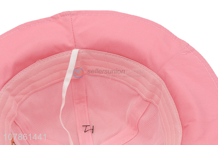 Good sale pink embroidery children outdoor fisherman hat