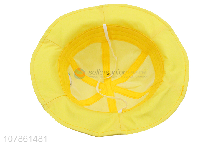 Low price yellow fruit embroidery children fisherman hat