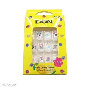 Cartoon Pattern Nail Beauty Press On Fake Nails Tips For Kids