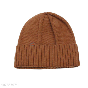 Good wholesale price orange plus fleece warm sports knitted hat