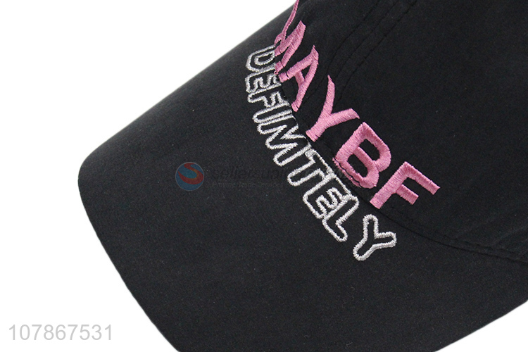 Good quality black embroidery baseball cap universal sports cap wholesale