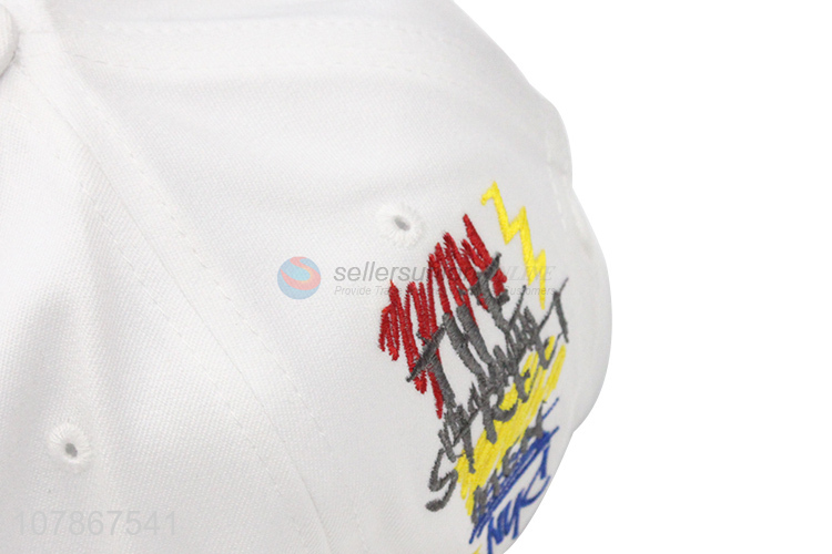 New arrival white embroidery baseball cap outdoor sports sun hat