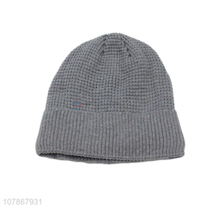 New arrival grey double-side knit hat woolen warm hat for men