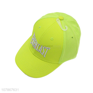 Yiwu wholesale fluorescent green embroidery baseball cap for children