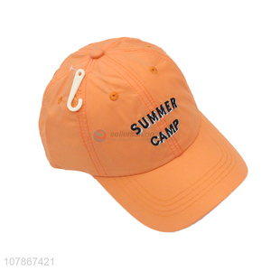 Good wholesale price orange embroidery sports baseball cap for kids