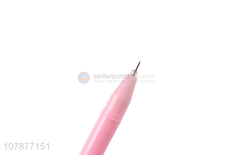 Good quality pink cartoon rainbow writing pen with cover for students