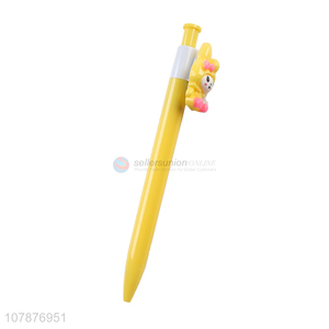 Factory direct sale yellow cartoon plastic ballpoint pen with lid