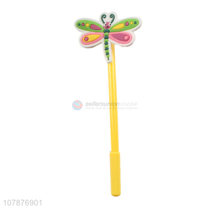 Good quality yellow cartoon dragonfly plastic office signing pen