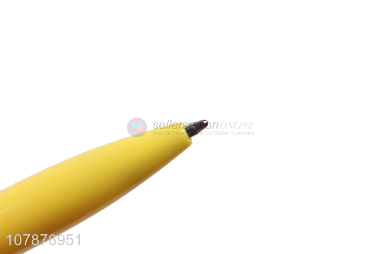 Factory direct sale yellow cartoon plastic ballpoint pen with lid