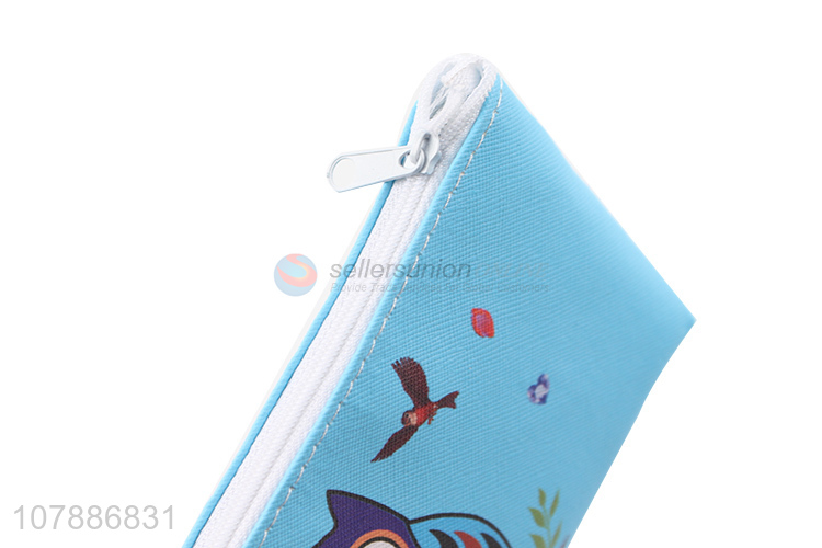 Hot sale blue cartoon owl student pencil case stationery bag