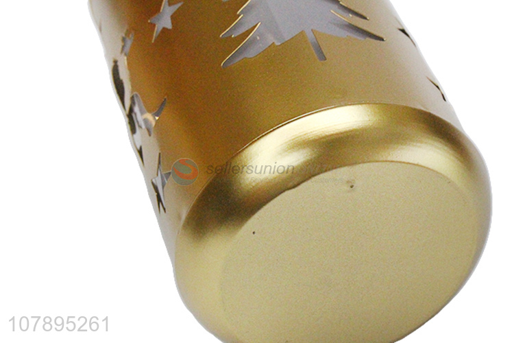 Yiwu wholesale gold led Christmas candle holder jar Christmas crafts