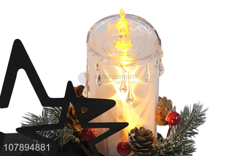 Yiwu wholesale holiday Christmas ornaments iron art led light wax candle