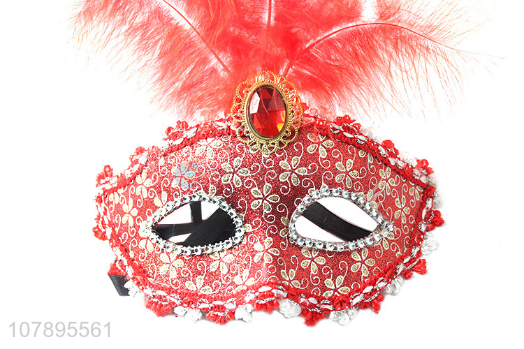 Hot selling half face women feather mask for masquerade party