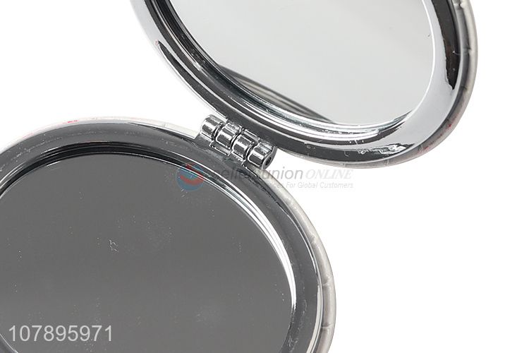 High quality custom logo round double-sided metal pocket makeup mirror