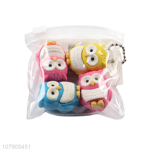 Custom Cartoon Owls Colorful Eraser Fashion Students Stationery