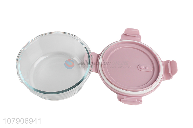 Wholesale round durable food grade glass crisper lunch box