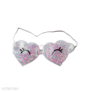 Factory supply hot cold gel glitter eye mask heart shaped eyeshades