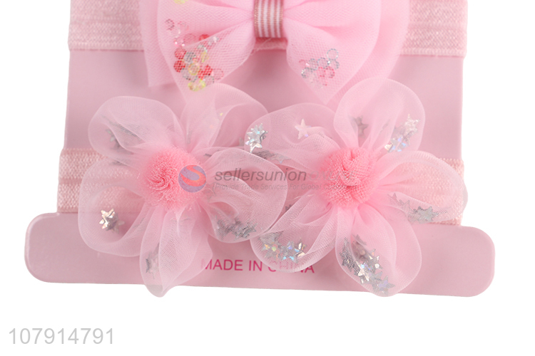 Hot Sale 3 Pieces Handmade Flower Bowknot Headband For Kids