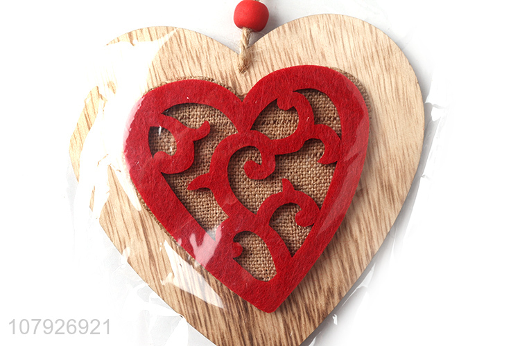 Popular product hollow out hanging wooden heart pendant for Christmas tree decoration