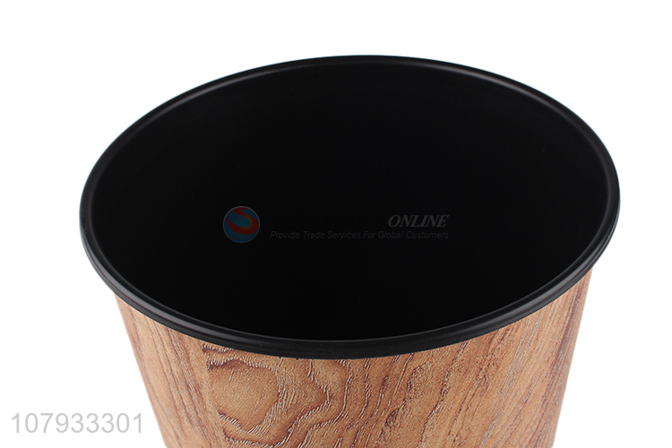 Factory price household wood grain plastic trash can universal wastebasket