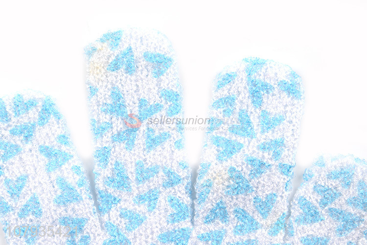 Cheap price heart pattern polyester cleaning bath gloves for sale