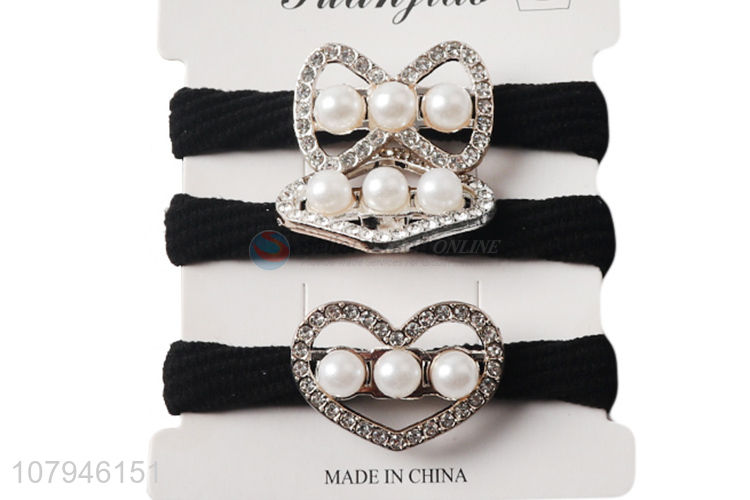 New Arrival Black Pearl Hair Tie Temperament Lady Hair Accessories Set