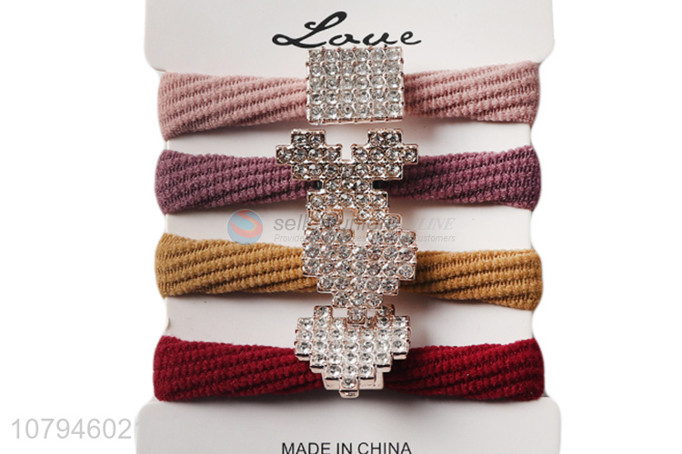 Hot selling multicolor temperament rhinestone hair ring hair accessories set