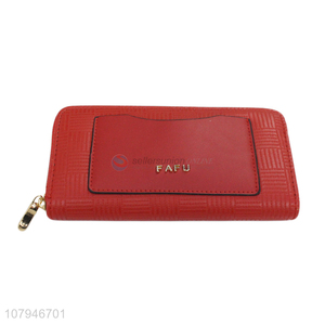 Simple design red fashion lady zipper <em>wallet</em> with top quality