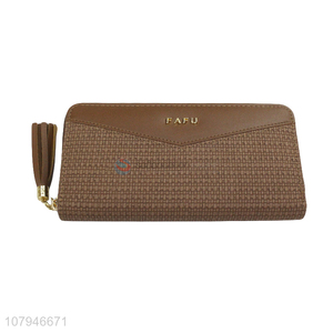 China products brown zipper fashion lady <em>wallet</em> with cheap price