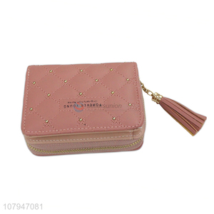 Most popular durable fashion lady zipper wallet with tassel