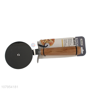 Online wholesale wooden handle stainless steel pizza cutter pizza wheel