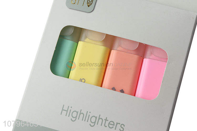 Hot selling candy color highlighter student portable marker pen 4pcs