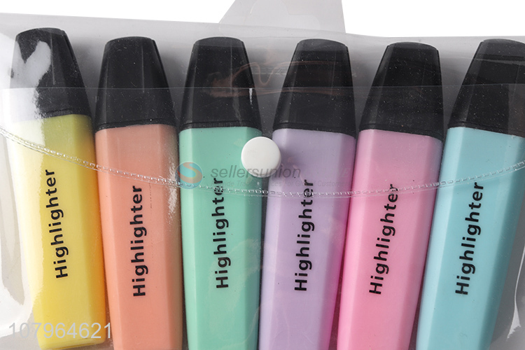 China factory multicolor highlighter universal learning marker pen 6pcs