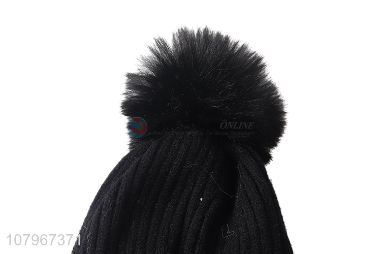China factory kids winter warm knitted beanie hat knitting earflap cap