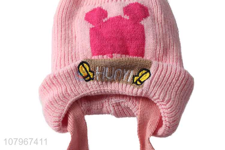 Wholesale kids winter hat children knitted hat toddler earflap beanie