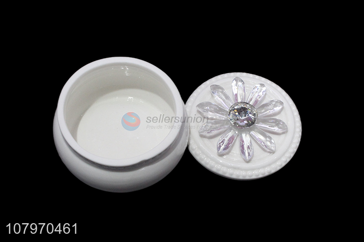 Most popular round ceramic jewelry box European style ring box