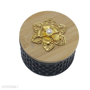 Wholesale delicate European style glass jewelry box with bamboo lid
