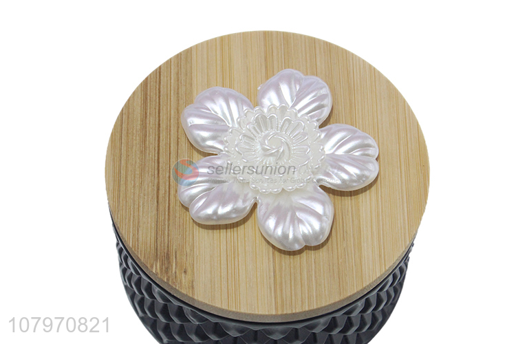 Good quality glass jewelry case comsmetics storage box with bamboo lid