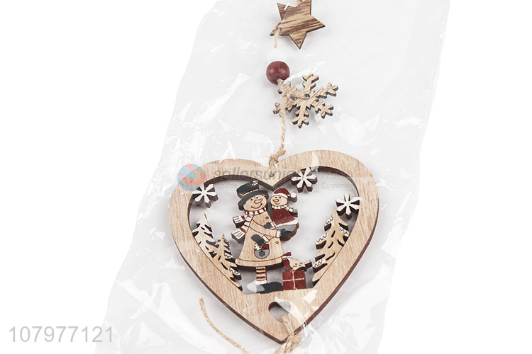 New Design Wooden Ornaments Christmas Hang Decorations With Bells