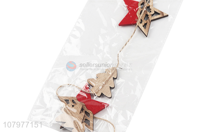 Hot Sale Wooden Star And Christmas Tree Hang Ornaments For Christmas Decoration