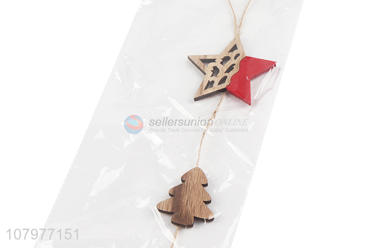 Hot Sale Wooden Star And Christmas Tree Hang Ornaments For Christmas Decoration