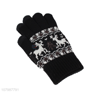 China market single-layer jacquard ladies knitted gloves for winter